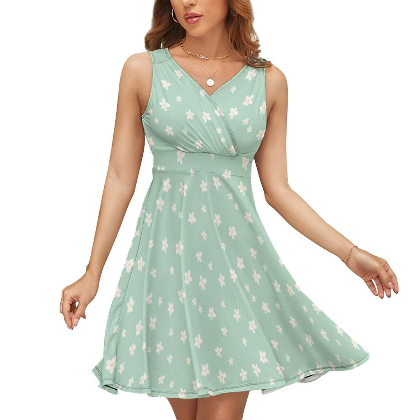 Sleeveless High Waist Dress | Daisy Dot