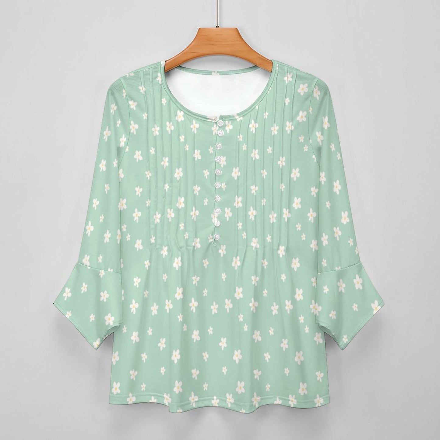 V-neck Women Top with Quarter Sleeve DS20150 (All-Over Printing)