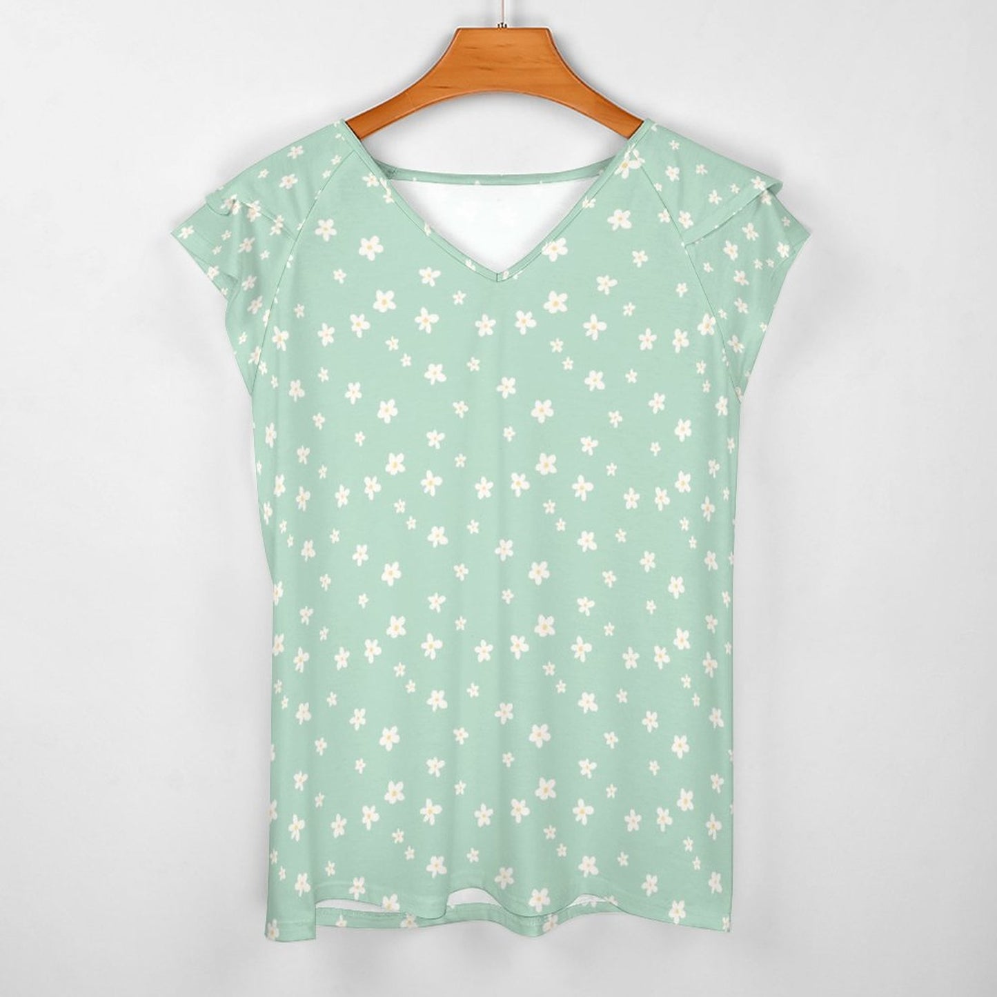 Ruffle V-Neck T-Shirt BUT (All-Over Printing)