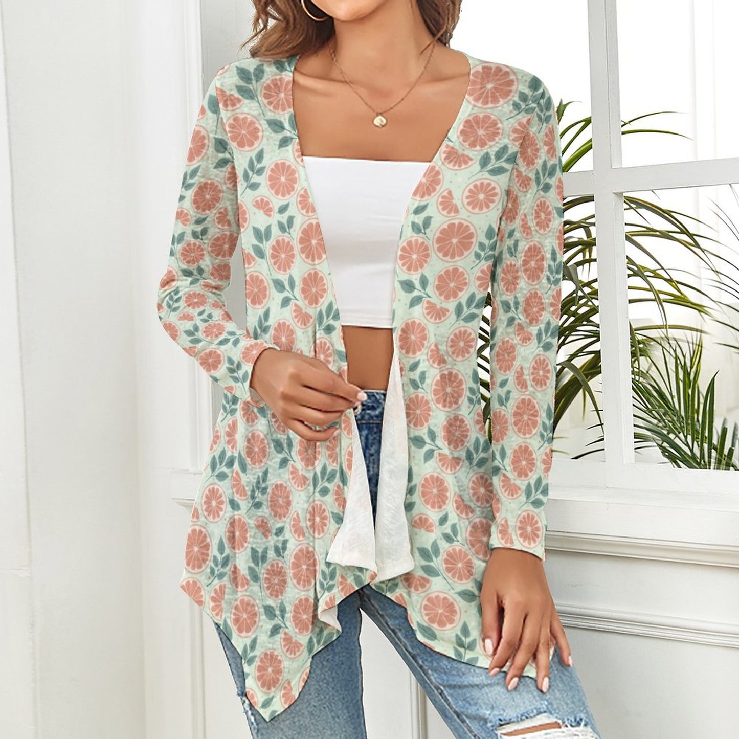 Drop Shoulder Women's Open Shirt with Irregular Hem - Ruby Darling