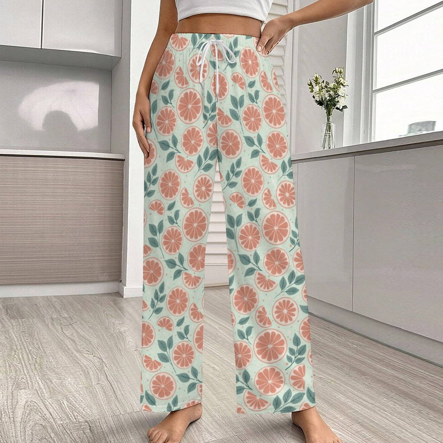 Drawstring Women Wide Leg Pajamas Pants - Ruby Darling