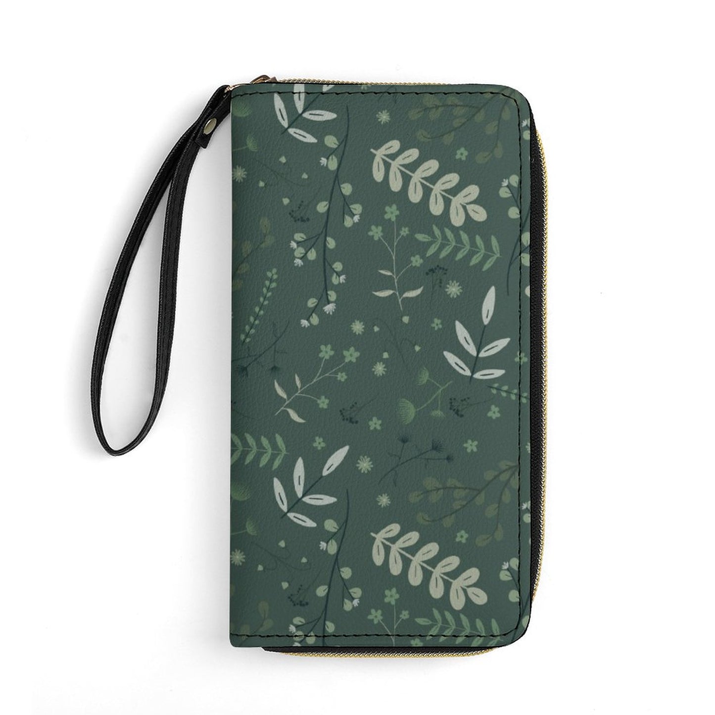 Leather Wallet with Wristlet Strap | Whispering Greens – Forest