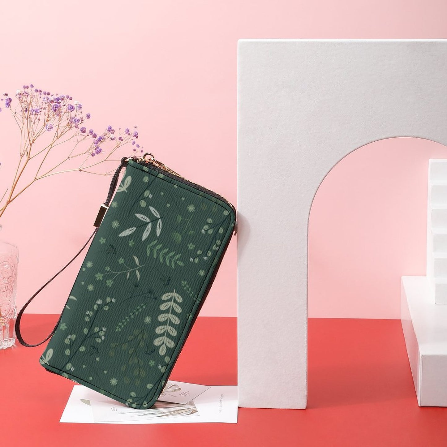 Vertical Wristlet Wallet | Whispering Greens – Forest