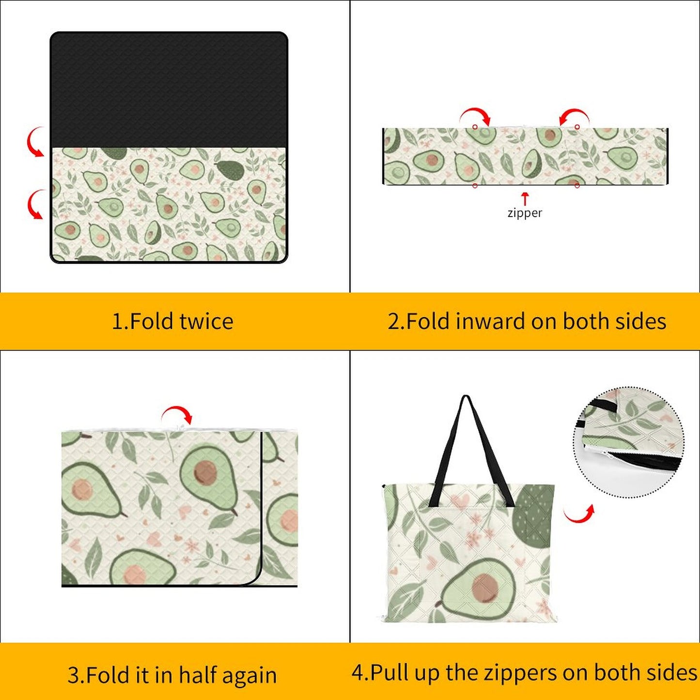Zipper Foldable Picnic Mat- 79"x79"/200x200cm