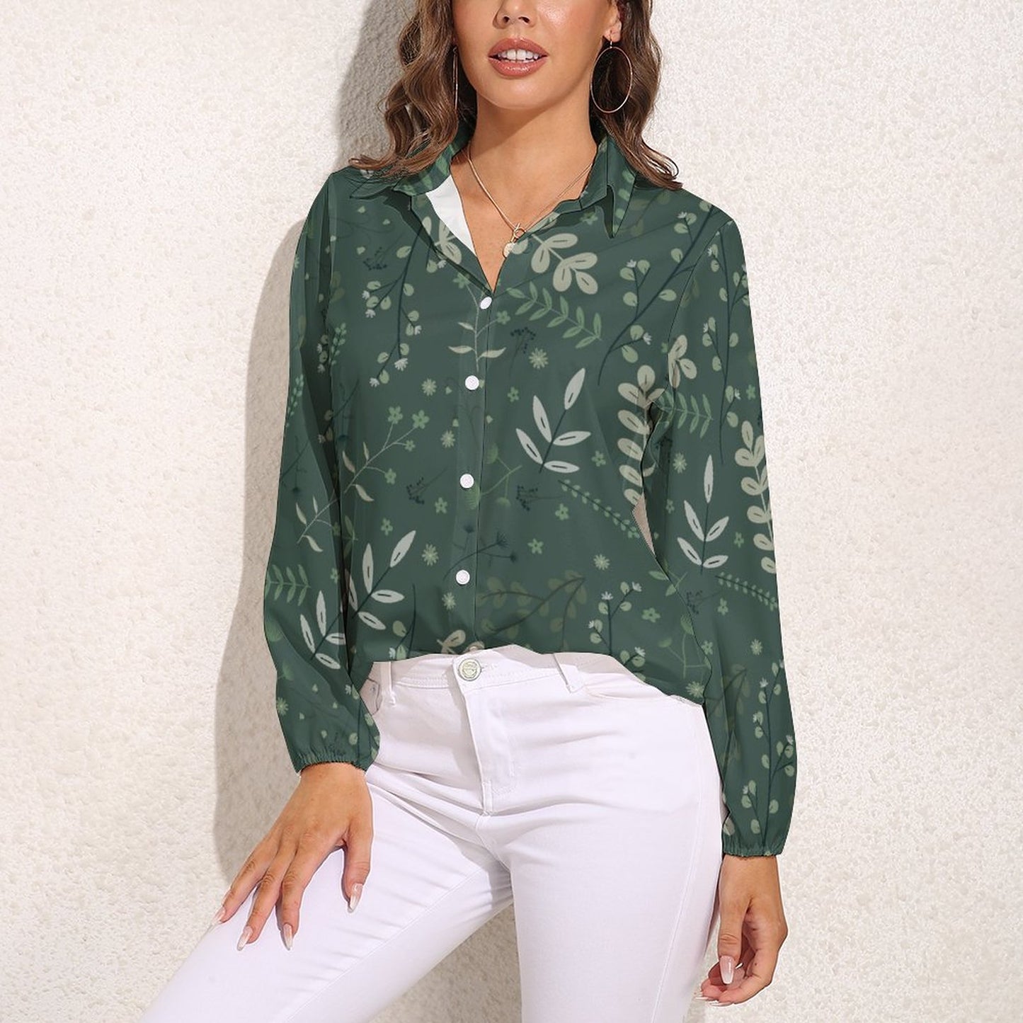 Casual Long Sleeve Button up Shirt | Whispering Greens – Forest