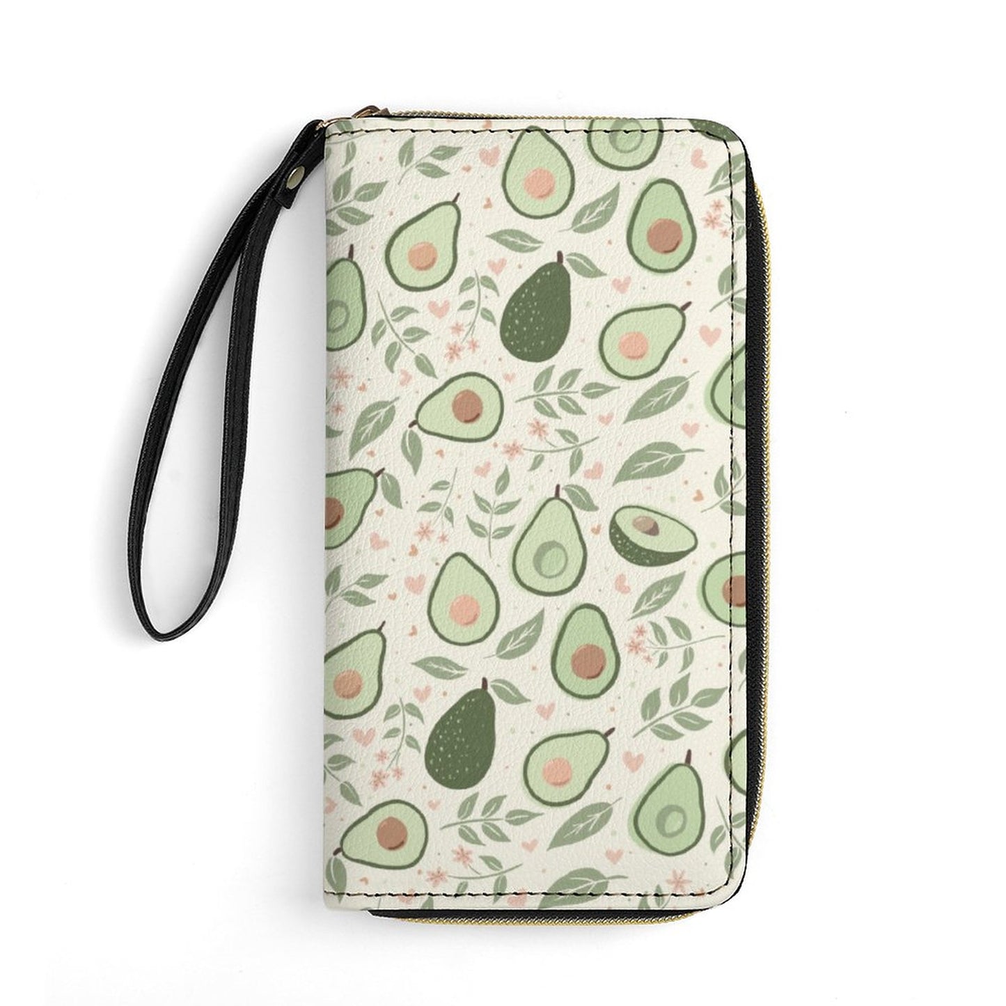 Leather Wallet with Wristlet Strap (2 Pictures on 2 Sides)