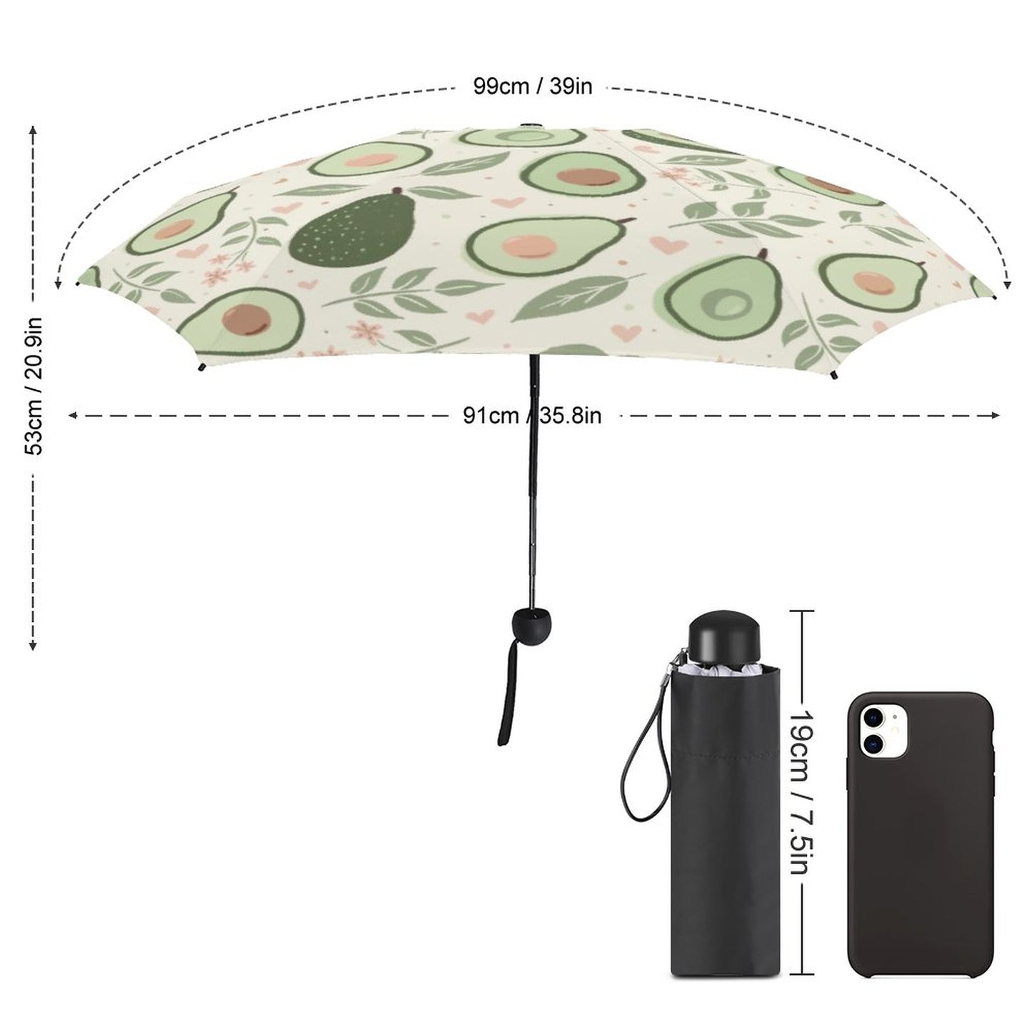 Portable 5 Fold Umbrella ZYS07-6K (Pattern Outside)