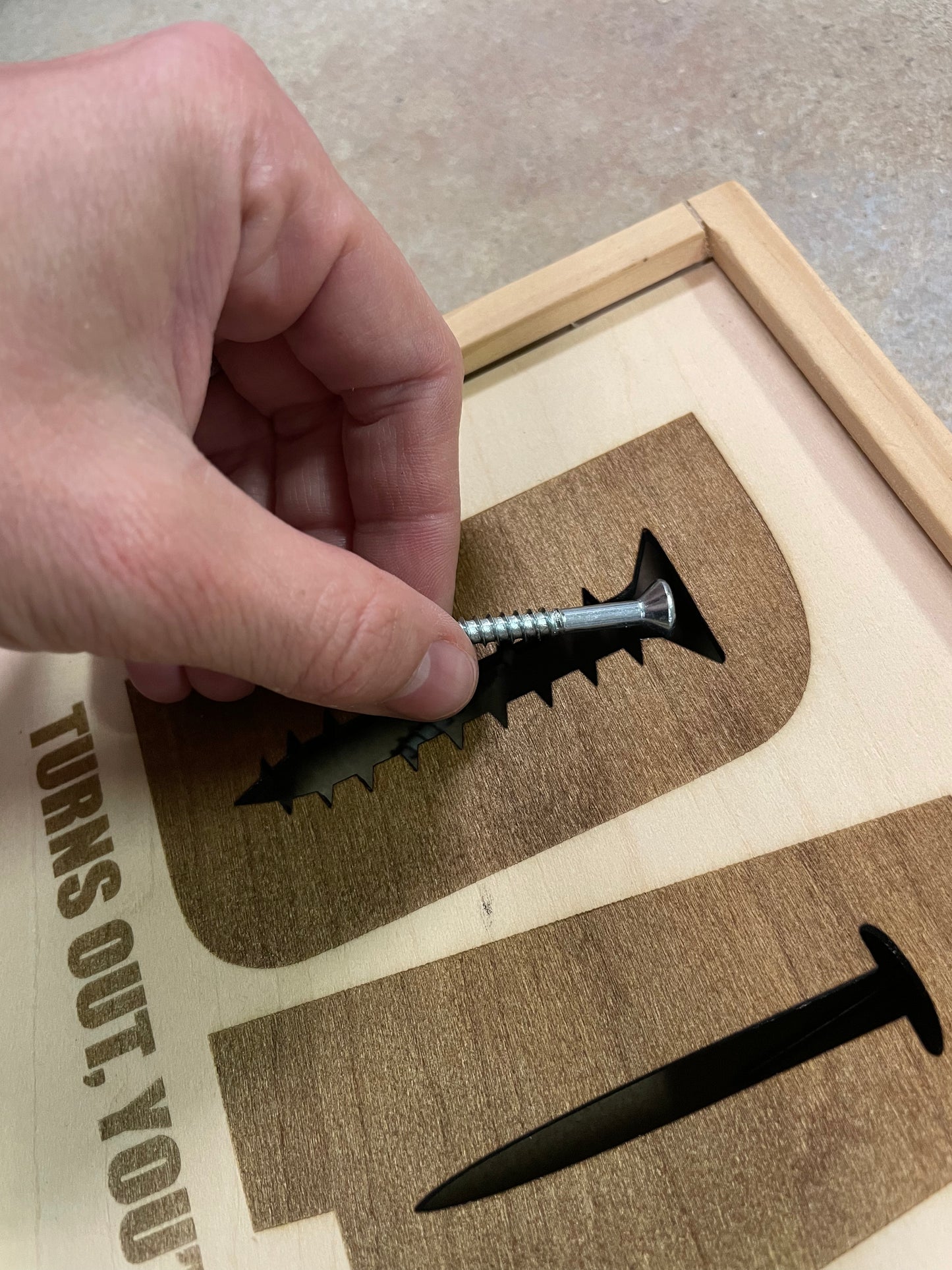 Recycled Wooden Fastener Sorter for Dad - ‘Dad. Turns out, you’ve got a screw loose