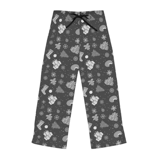 Holiday Gingerbread Women's Pajama Pants - Black and White Pattern