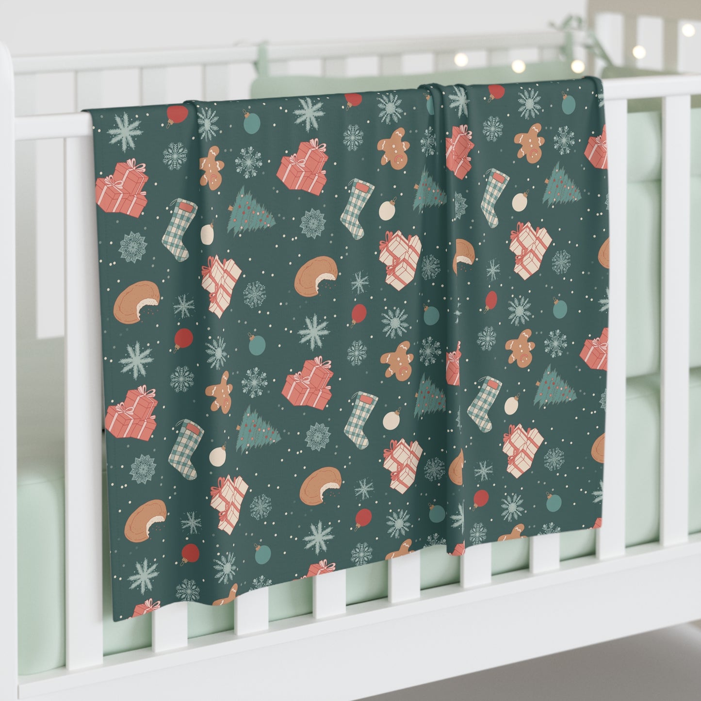 Festive Baby Swaddle Blanket - Cozy Holiday Design with Gifts & Gingerbread