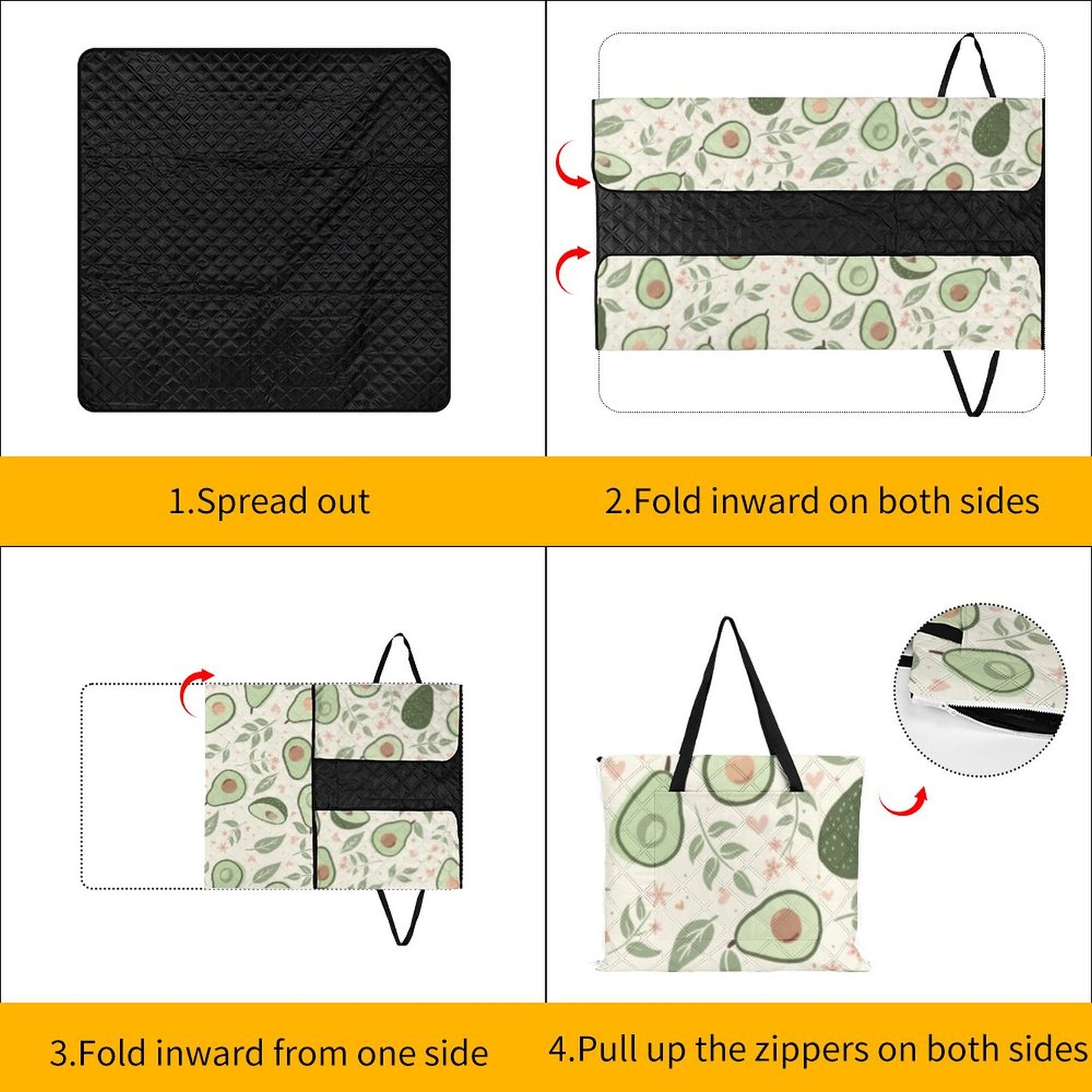Foldable Zipper Picnic Mat- Avo Cuddle 60"×60"