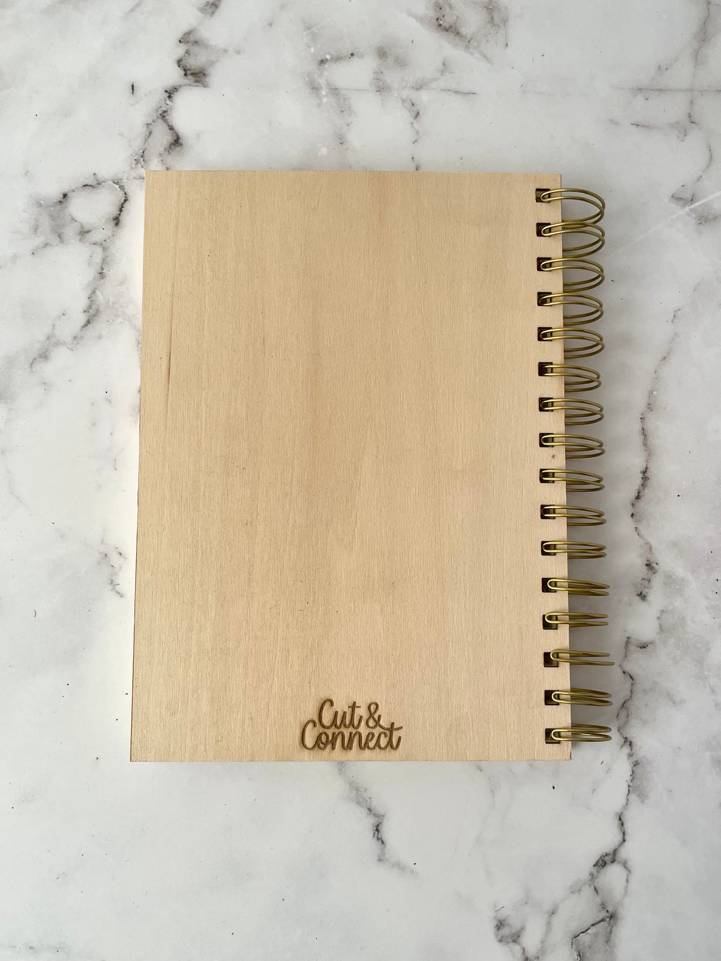 Handcrafted Maple Cover Spiral Notebook with Floral Drawing, 6x8 250 Sheets