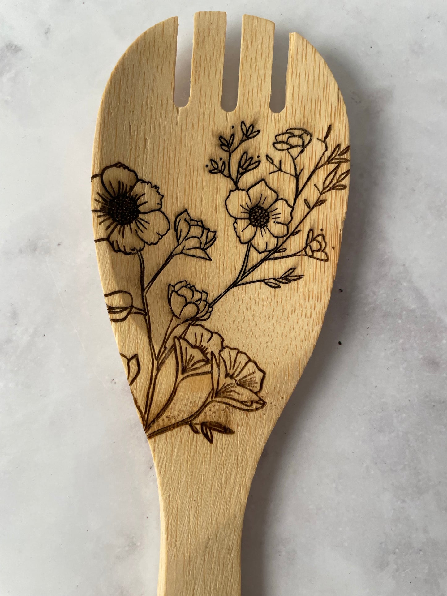 Floral Wooden Utensil