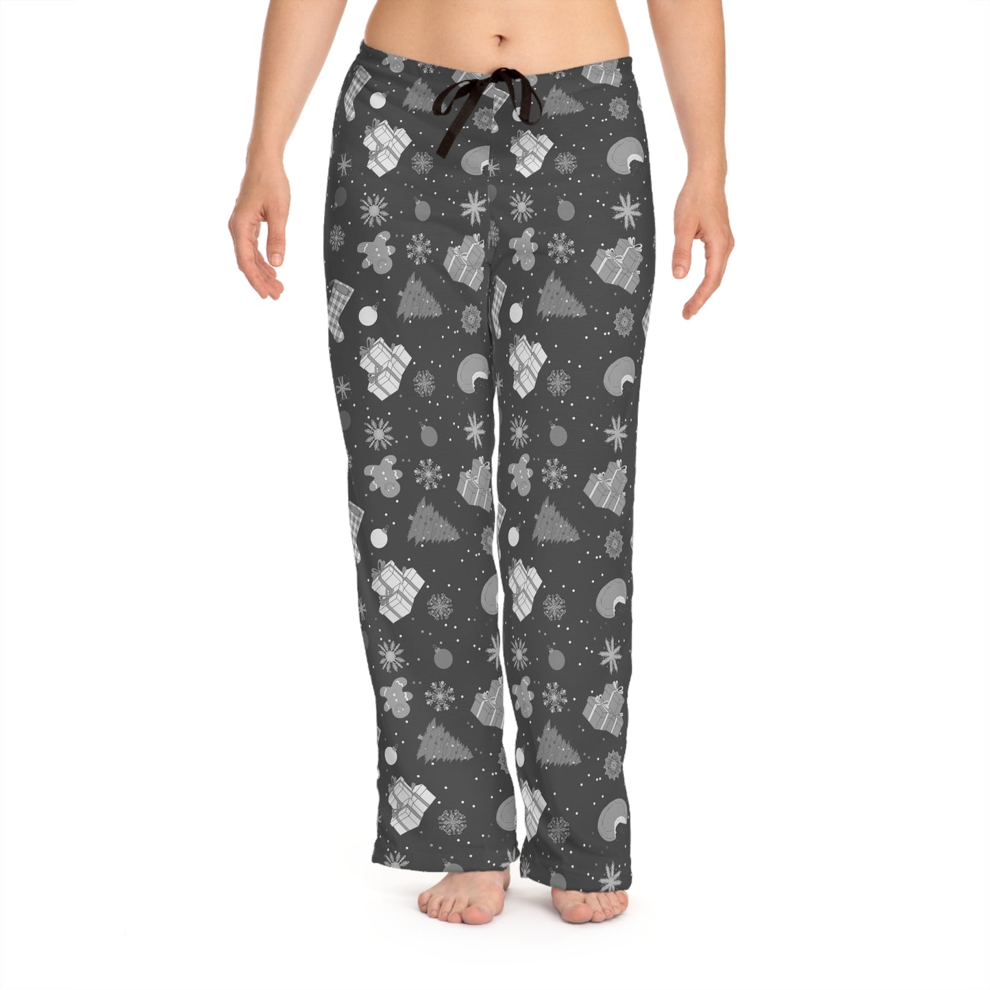 Holiday Gingerbread Women's Pajama Pants - Black and White Pattern