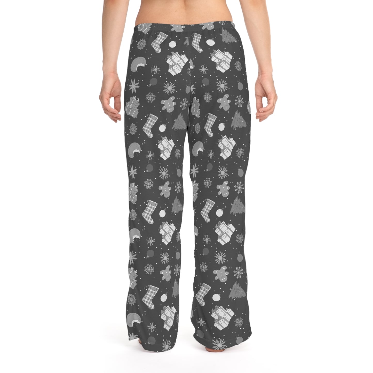 Holiday Gingerbread Women's Pajama Pants - Black and White Pattern