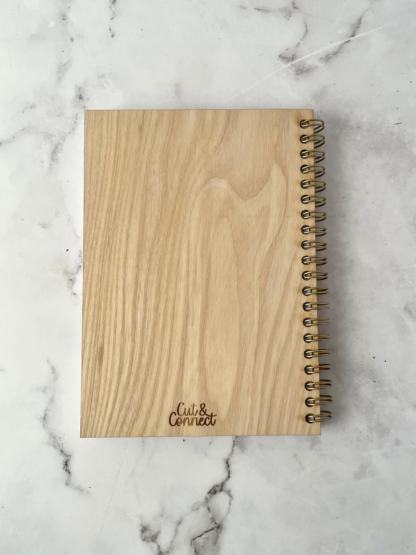 Handcrafted Solid Alder Wood Cover Spiral Notebook with Floral Drawing, 5x7, 100 Sheets