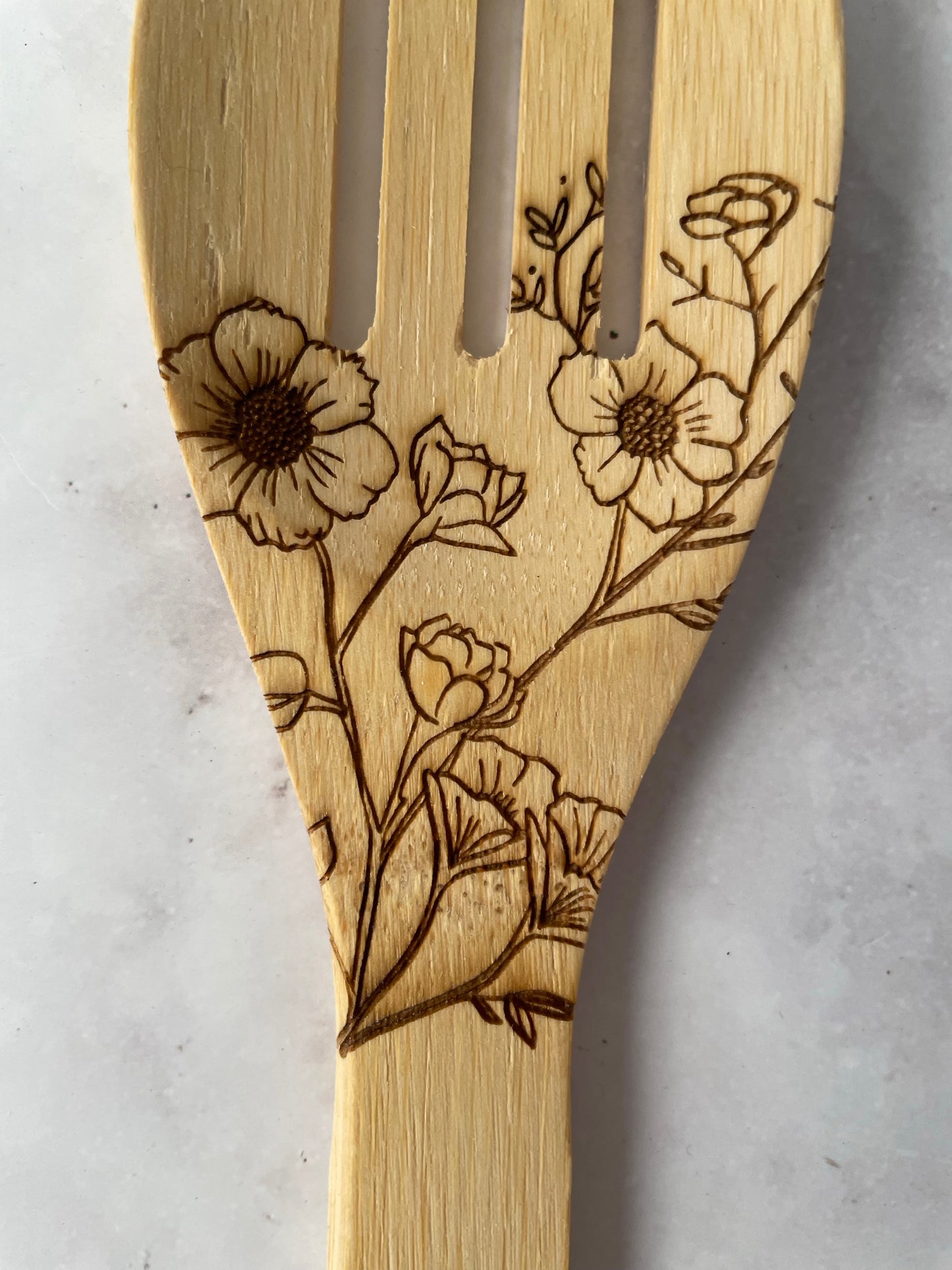 Floral Wooden Utensil